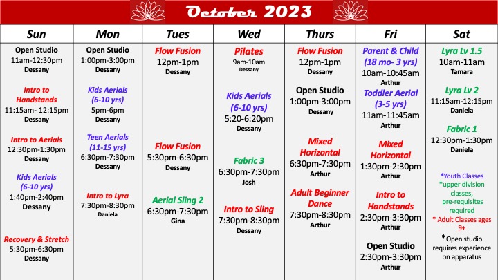 OCTOBER SCHEDULE