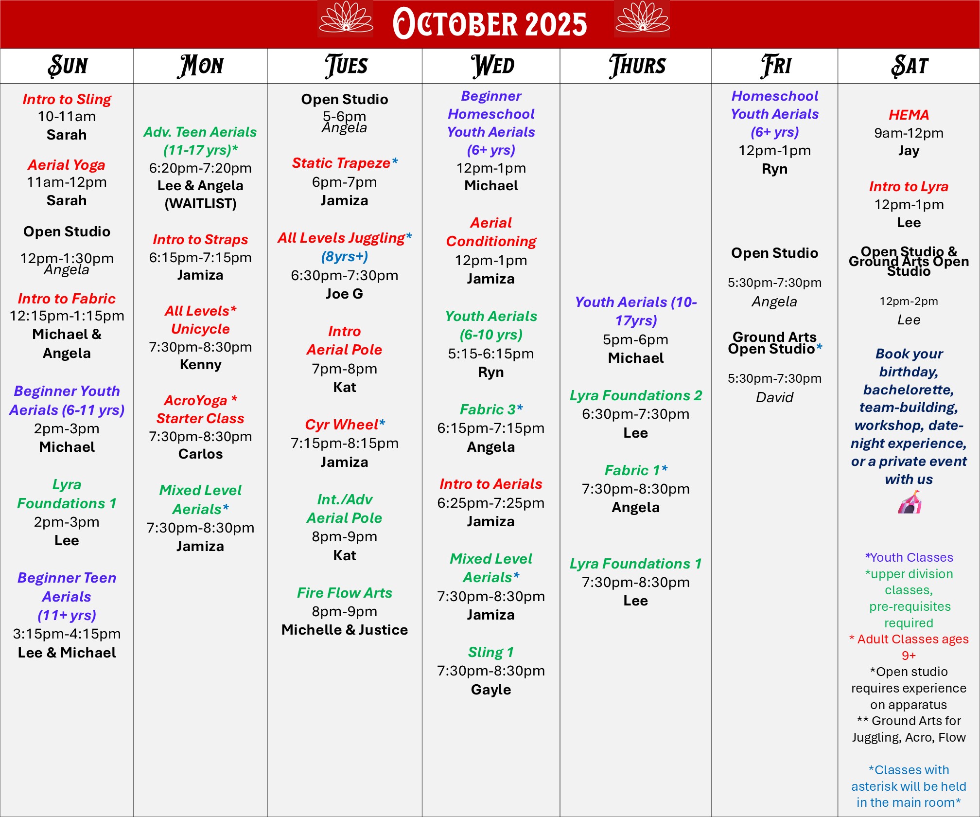 October 2025 Schedule FINAL FINAL